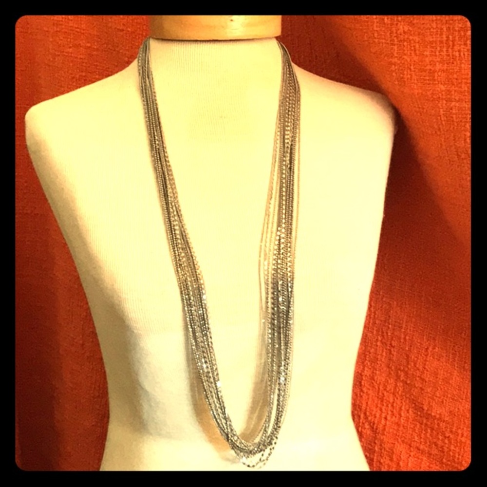 Silver CARA multi-strand long necklace